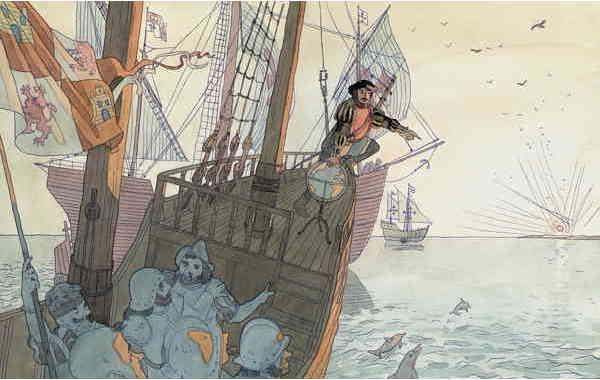 Illustration zu 'Ein Mann, der sich Kolumbus nannt' von Markus Lefrançois