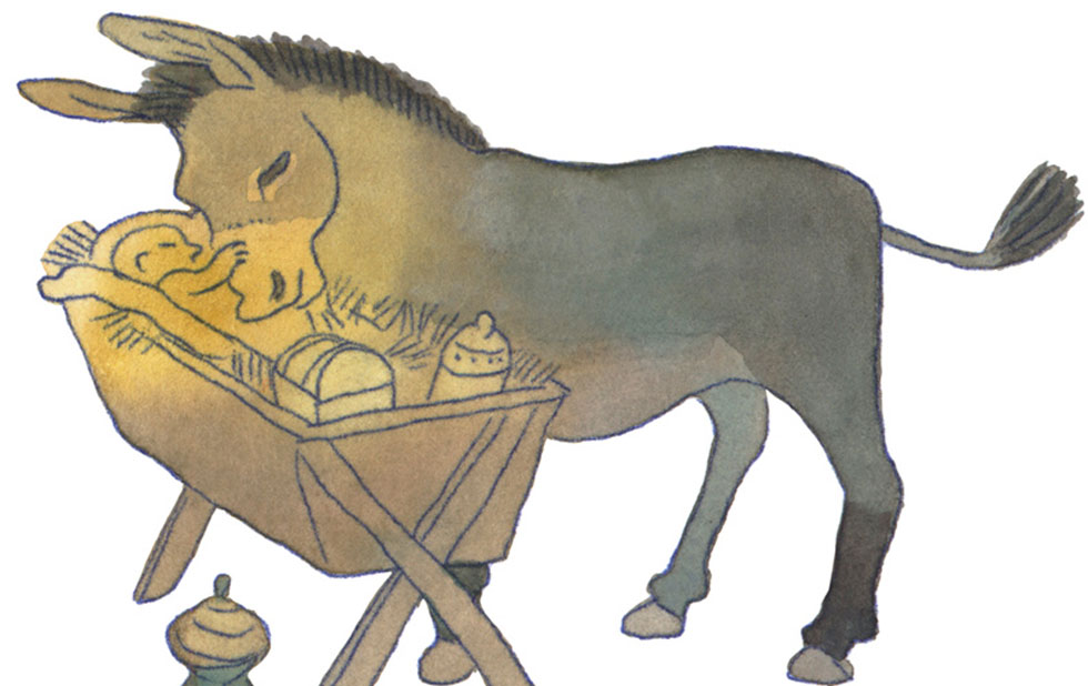 Illustration zu »Ich bin ein Esel, alt und schwach / Weihnachtslied vom Eselchen« von Markus Lefrancois